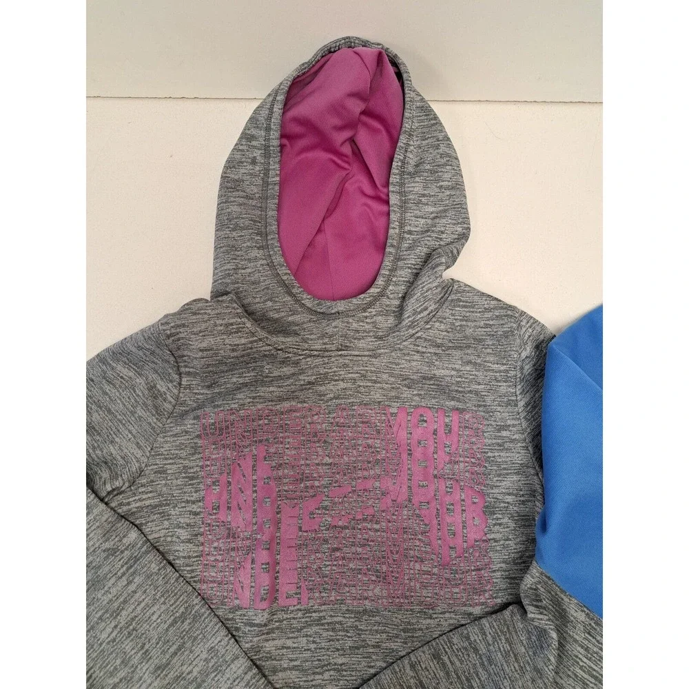 Lot of 2 Under Armour Hoodie Sweatshirt Loose Cold Gear Blue Grey Youth Medium